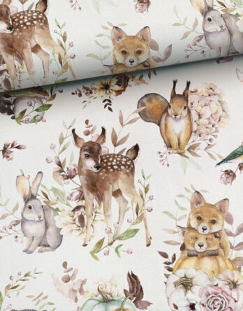 0,5m French Terry Sweat Stoff mit lustige Tiere mit Kürbis – Reh, Igel, Hase, Fuchs, Vogel und Eichhörnchen – Waldtiere im Herbst – Digital – Ökotex 0,5m French Terry Sweat Stoff mit lustige Tiere mit Kürbis – Reh, Igel, Hase, Fuchs, Vogel und Eichhörnchen – Waldtiere im Herbst – Digital – Ökotex