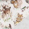 0,5m French Terry Sweat Stoff mit lustige Tiere mit Kürbis – Reh, Igel, Hase, Fuchs, Vogel und Eichhörnchen – Waldtiere im Herbst – Digital – Ökotex
