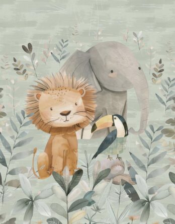 1 French Terry Sweat Stoff Panel mit Löwe Elefant und Tucan Vogel – 40x50cm – Sommersweat Kinderstoff mit Wildtiere für Jungen – Digital – Ökotex – Safari auf grün 1 French Terry Sweat Stoff Panel mit Löwe Elefant und Tucan Vogel – 40x50cm – Sommersweat Kinderstoff mit Wildtiere für Jungen – Digital – Ökotex – Safari auf grün