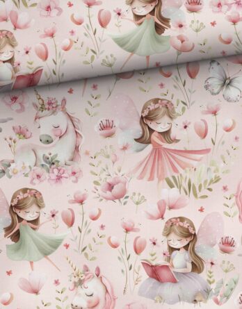 0,5m French Terry Sweat Stoff mit Mädchen als Prinzessin oder Fee, Einhorn, Schmetterlinge und Blumen auf rosa – Mädchenstoffe auf Sweatstoff – Digital – Ökotex 0,5m French Terry Sweat Stoff mit Mädchen als Prinzessin oder Fee, Einhorn, Schmetterlinge und Blumen auf rosa – Mädchenstoffe auf Sweatstoff – Digital – Ökotex