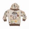 0,5m French Terry Sweatstoff mit Tiere – Fuchs Bär Eule Reh Eichhörnchen Frosch Dachs – Waldtiere im Herbst – Sommersweat für Kinder – Digital – Ökotex – Babyglück