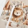 1 French Terry Sweatstoff Panel mit süßem Löwen in der Steppe – 40x50cm – Wildtiere Sommersweat Kinderstoff für Jungen – Digitaldruck – Ökotex – Safari Boy