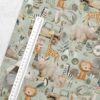 0,5m French Terry Sweat Stoff mit süße Tiere in der Savanne – Löwe, Elefant, Krokodil, Tiger, Giraffe, Affe, Zebra, Tiger – Wildtiere für Jungen – Digital – Ökotex – Safari auf grün