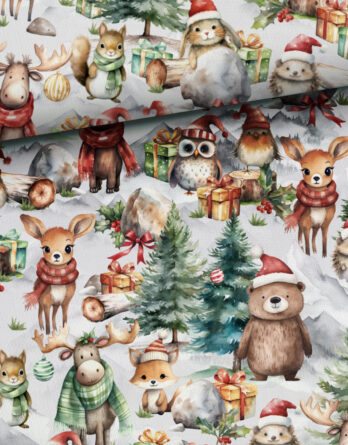 0,5m Premium Baumwollstoff mit Tiere im Wald – Waldtiere Baumwollstoffe zum Nähen – Bär Fuchs Igel Hase Eule Vogel – Kinderstoffe aus 100% Baumwolle – Weihnachten im Winter – Digital – Ökotex 0,5m Premium Baumwollstoff mit Tiere im Wald – Waldtiere Baumwollstoffe zum Nähen – Bär Fuchs Igel Hase Eule Vogel – Kinderstoffe aus 100% Baumwolle – Weihnachten im Winter – Digital – Ökotex