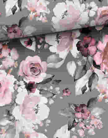 0,5m leichter Jersey Stoff mit wunderschönen Blumen auf grau – Rosen Baumwolljersey für Mädchen & Frauen – Damen- und Kinderstoff zum Nähen – Digital – Ökotex 0,5m leichter Jersey Stoff mit wunderschönen Blumen auf grau – Rosen Baumwolljersey für Mädchen & Frauen – Damen- und Kinderstoff zum Nähen – Digital – Ökotex