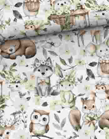 0,5m Premium Baumwollstoff mit Waldtiere, wie Hase, Eule, Reh, Bär, Vogel, Igel & Eichhörnchen mit Blumen – Kinderstoffe für Neugeborene & Babys – Digital – Ökotex – Tierliebe 0,5m Premium Baumwollstoff mit Waldtiere, wie Hase, Eule, Reh, Bär, Vogel, Igel & Eichhörnchen mit Blumen – Kinderstoffe für Neugeborene & Babys – Digital – Ökotex – Tierliebe