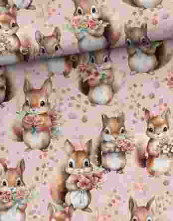 0,5m French Terry Sommersweat Stoff mit Eichhörnchen und Blumen auf rosa – Mädchen Stoffe zum Nähen für Neugeborene, Baby & Kinder – Digital – Ökotex – Squirrellove 0,5m French Terry Sommersweat Stoff mit Eichhörnchen und Blumen auf rosa – Mädchen Stoffe zum Nähen für Neugeborene, Baby & Kinder – Digital – Ökotex – Squirrellove