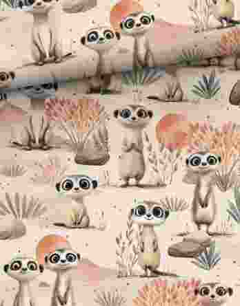 0,5m French Terry / Sommersweat Stoff mit lustige Erdmännchen in der Steppe – Kinder & Baby Tiere Sweat Stoffe zum Nähen für Mädchen & Jungen – Digitaldruck – Ökotex 0,5m French Terry / Sommersweat Stoff mit lustige Erdmännchen in der Steppe – Kinder & Baby Tiere Sweat Stoffe zum Nähen für Mädchen & Jungen – Digitaldruck – Ökotex