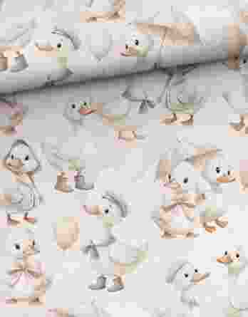 0,5m Premium Baumwollstoff mit zuckersüße Gänse auf pastelligem rosa – Kinderstoff für Neugeborene, Babys und Kinder – Digital – Ökotex – Gänseliebe 0,5m Premium Baumwollstoff mit zuckersüße Gänse auf pastelligem rosa – Kinderstoff für Neugeborene, Babys und Kinder – Digital – Ökotex – Gänseliebe