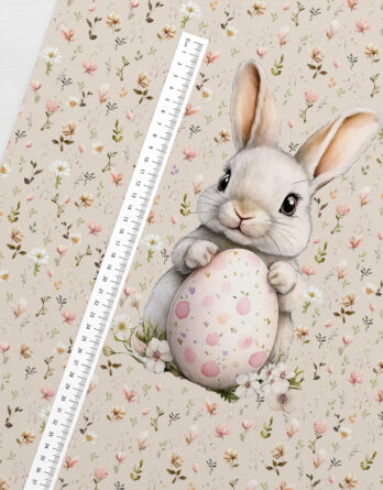 0,5m French Terry Sommersweat Stoff mit niedliche kleine Blumen auf Beige – Mädchen Stoffe zum Nähen für Baby & Kinder – Digital – Ökotex – Kombistoff Osterliebe