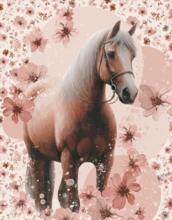 mcolors ft panel tiny flowers horse 348x445 - je 50x165cm French Terry / Sommersweat Stoff mit s&uuml;&szlig;e Blumen auf rosa in Meterware - M&auml;dchen Kinderstoff - Haflinger Pony / Pferde Stoffe zum N&auml;hen f&uuml;r Kinder & Baby - Digitaldruck - &Ouml;kotex