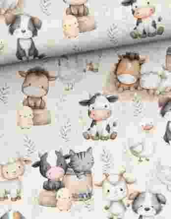 je 50x150cm Premium Baumwollstoff in Meterware mit zuckersüße Tiere auf dem Bauernhof – süß mit Hund Katze Kuh Pferd Ziege – Mädchen und Jungen Kinderstoff & Babystoff mit Bauernhoftiere – Digitaldruck – Ökotex je 50x150cm Premium Baumwollstoff in Meterware mit zuckersüße Tiere auf dem Bauernhof – süß mit Hund Katze Kuh Pferd Ziege – Mädchen und Jungen Kinderstoff & Babystoff mit Bauernhoftiere – Digitaldruck – Ökotex