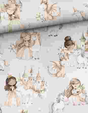 je 50x150cm Premium Baumwollstoff mit Prinzessin, Einhorn, Drache und Blumen vor Märchenschloss – Mädchen Kinderstoff für Babys und Kinder in Meterware – Digitaldruck – Ökotex je 50x150cm Premium Baumwollstoff mit Prinzessin, Einhorn, Drache und Blumen vor Märchenschloss – Mädchen Kinderstoff für Babys und Kinder in Meterware – Digitaldruck – Ökotex